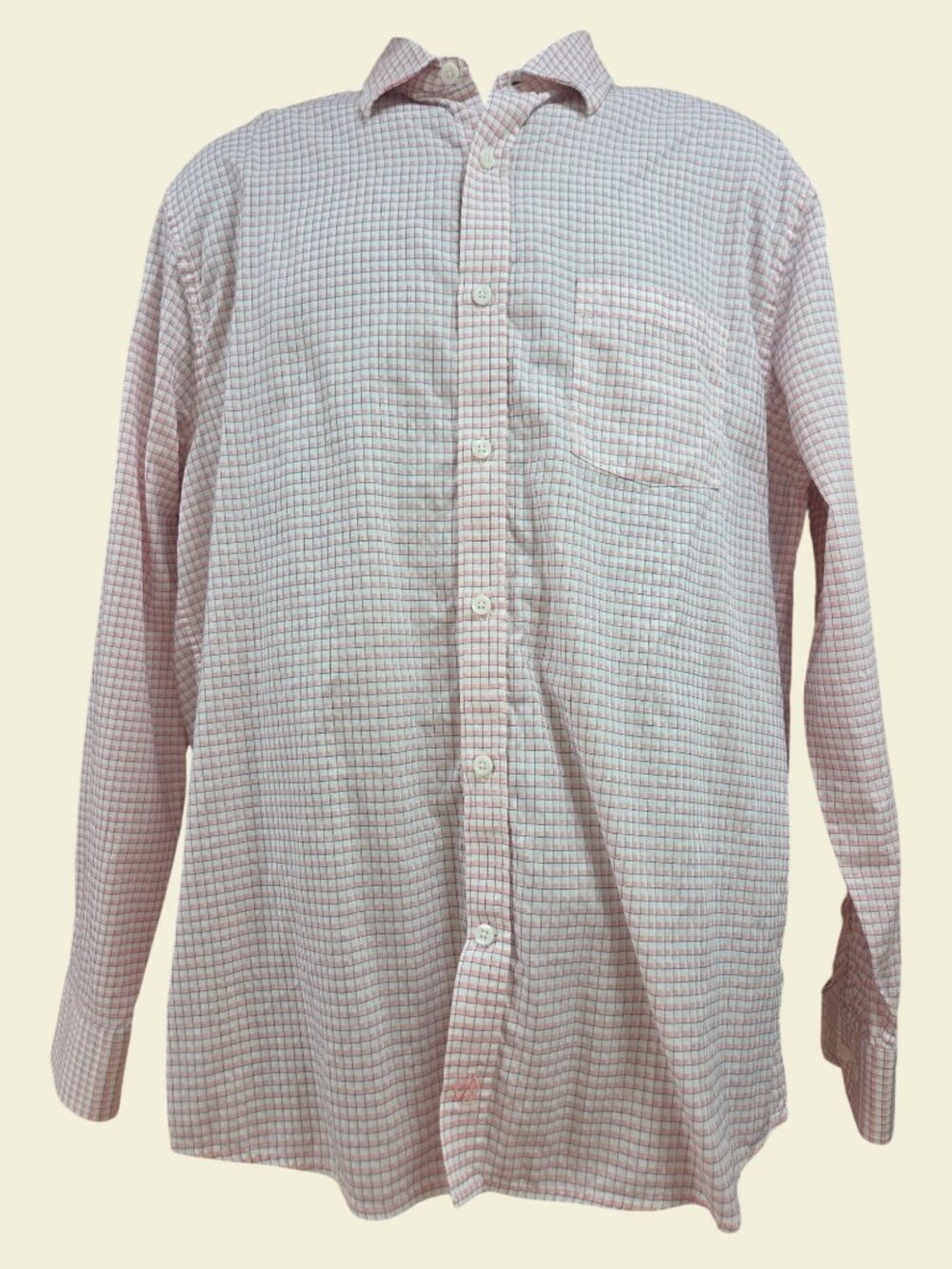 Johnston & Murphy Mens Pink Check Shirt Large